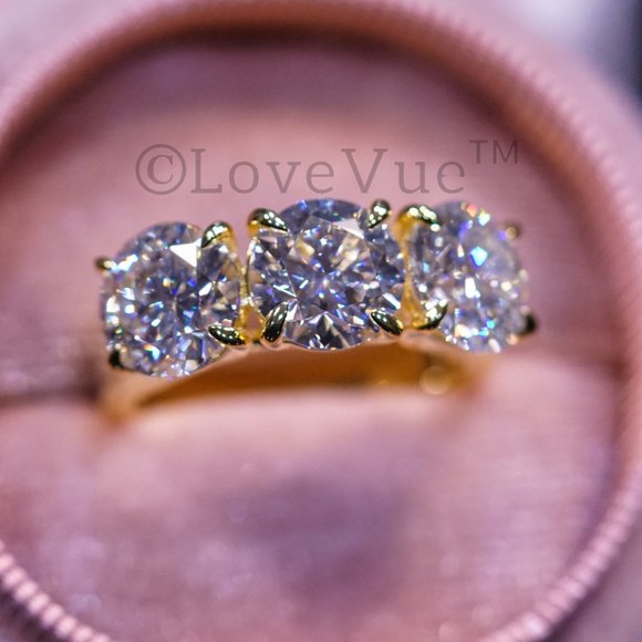 Certified 6ct. t.w. Diamond Moissanite Three Stone Engagement Wedding Ring - Picture 8 of 16